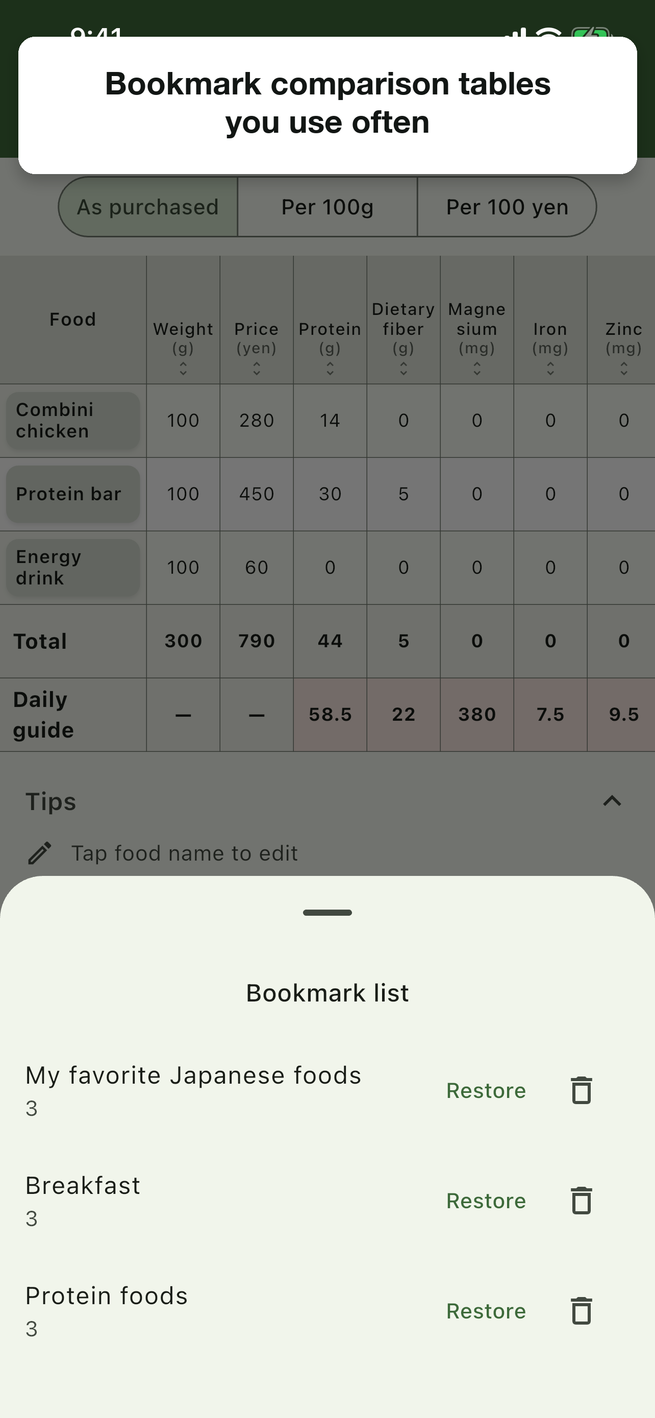 Bookmark comparisons you use often